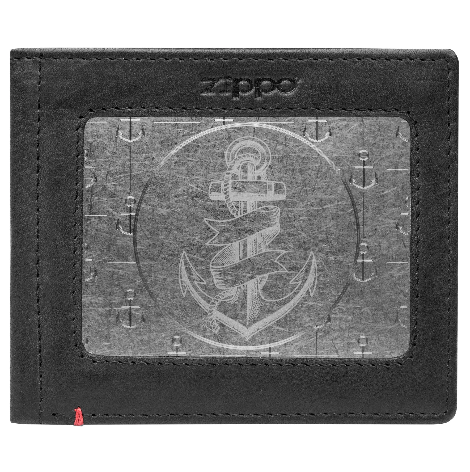Black Leather Wallet- Anchor Metal Plate Design - Image 20
