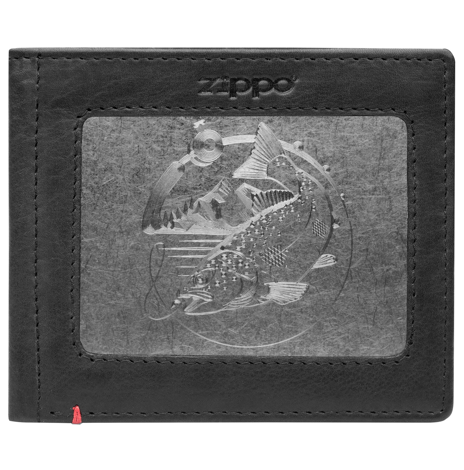 Black Leather Wallet- Bass Metal Plate Design - Image 21