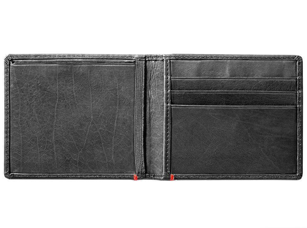 Black Leather Wallet- Bass Metal Plate Design - Image 6