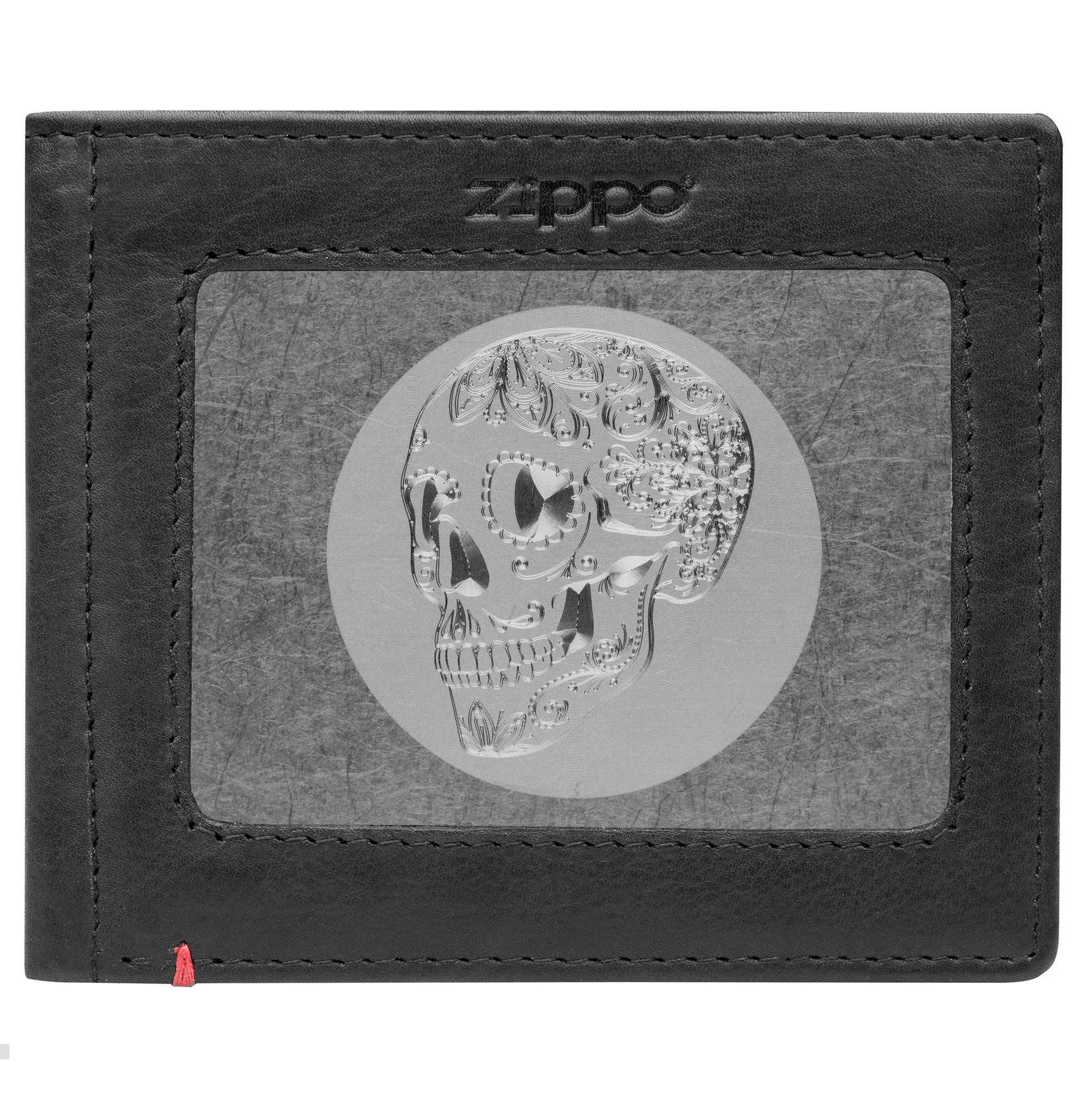 Black Leather Wallet- Skull Metal Plate Design - Image 11