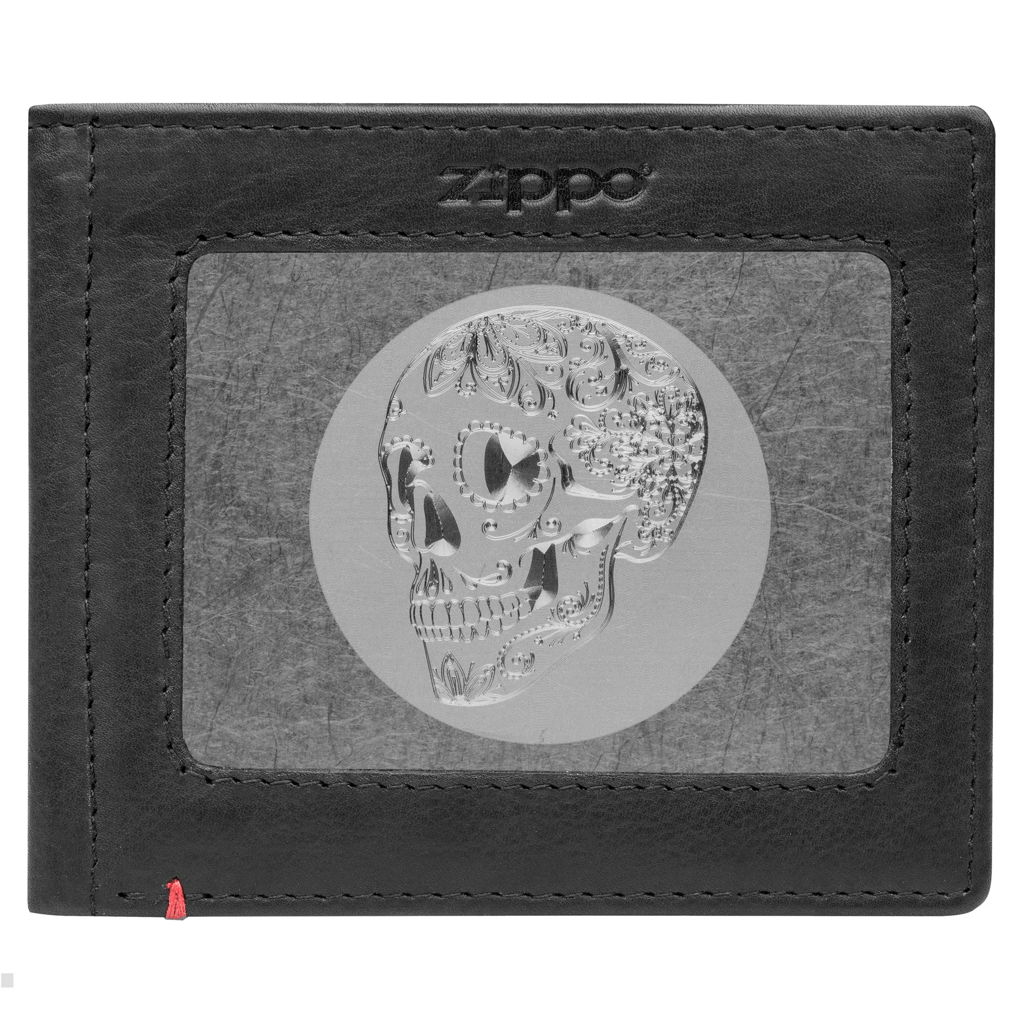 Black Leather Wallet- Skull Metal Plate Design - Image 26