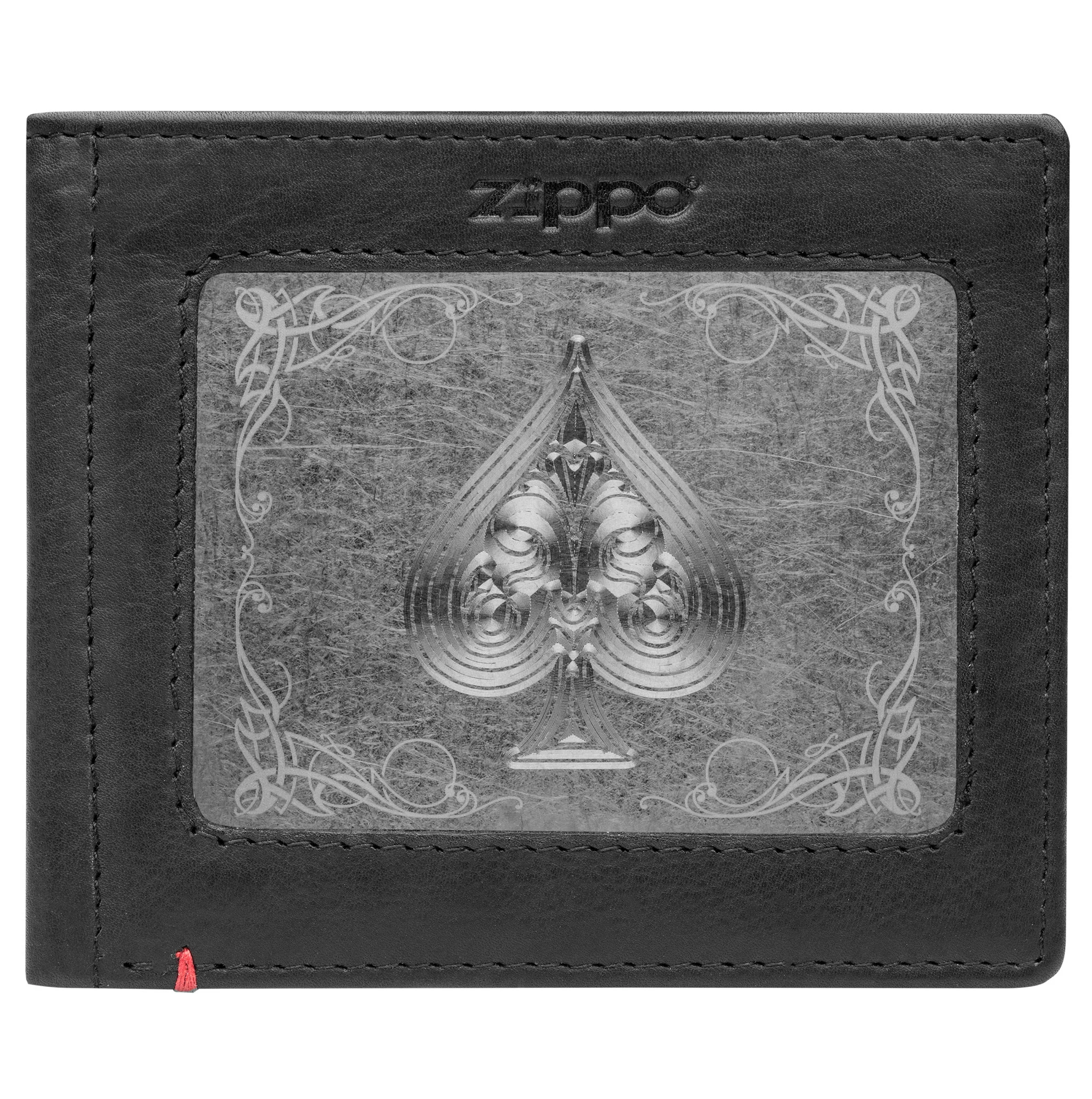 Black Leather Wallet- Spade Metal Plate Design - Image 11
