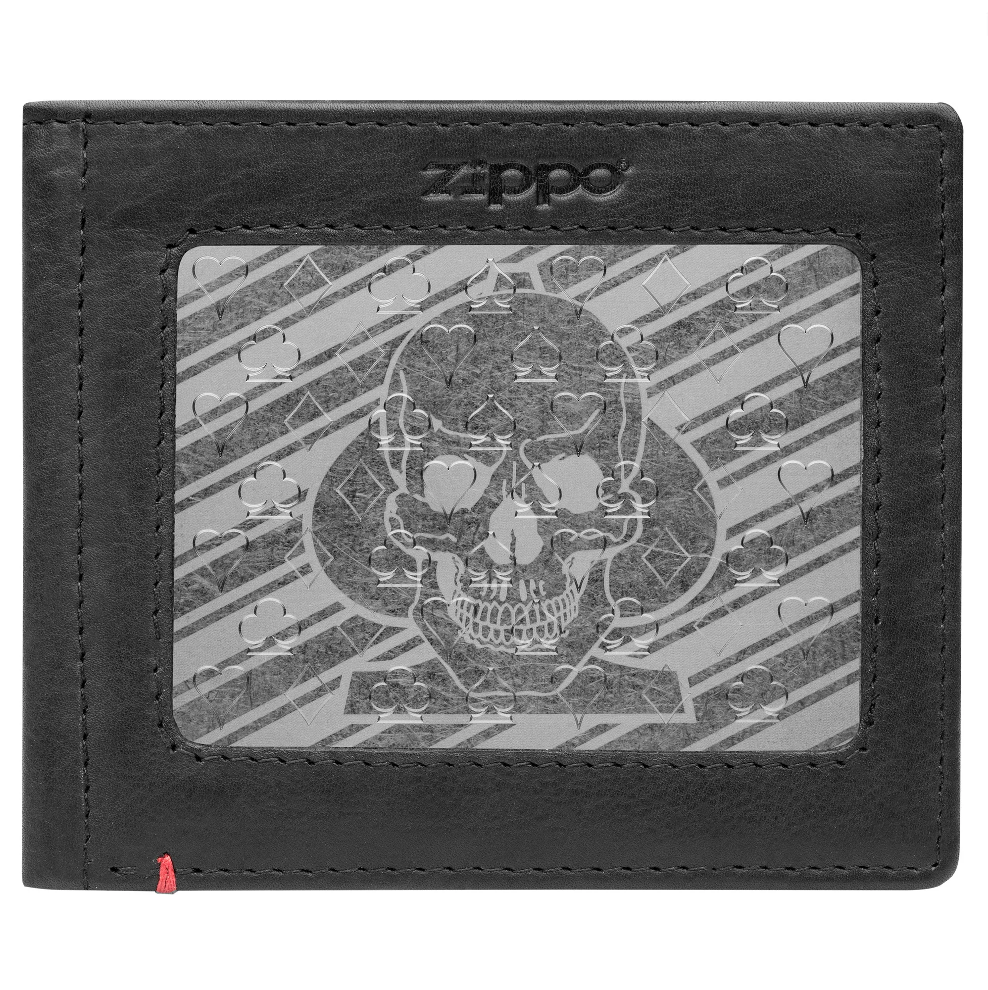Black Leather Wallet- Spade Skull Metal Plate Design - Image 18