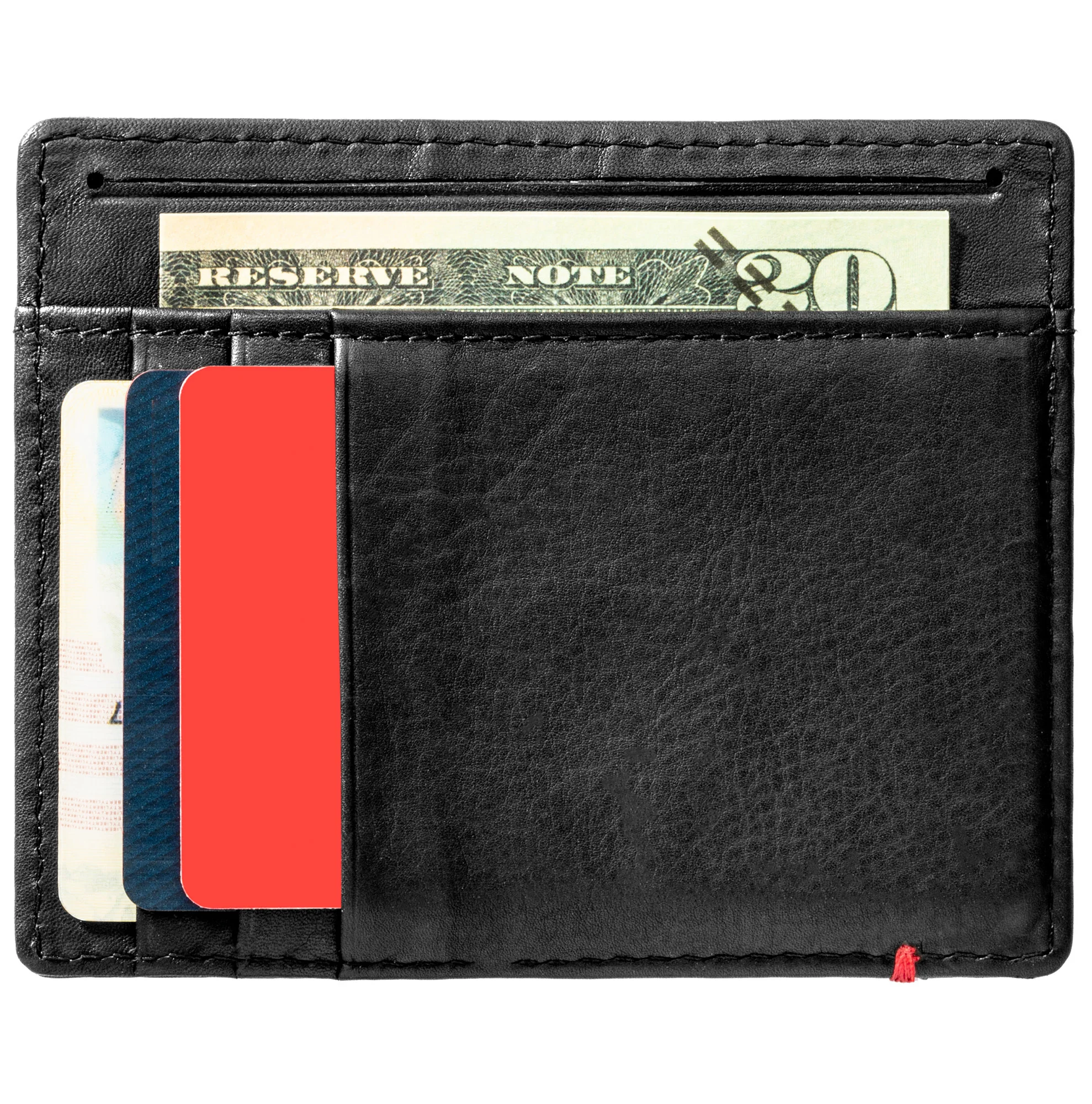 Black Leather Wallet- Spade Skull Metal Plate Design - Image 22