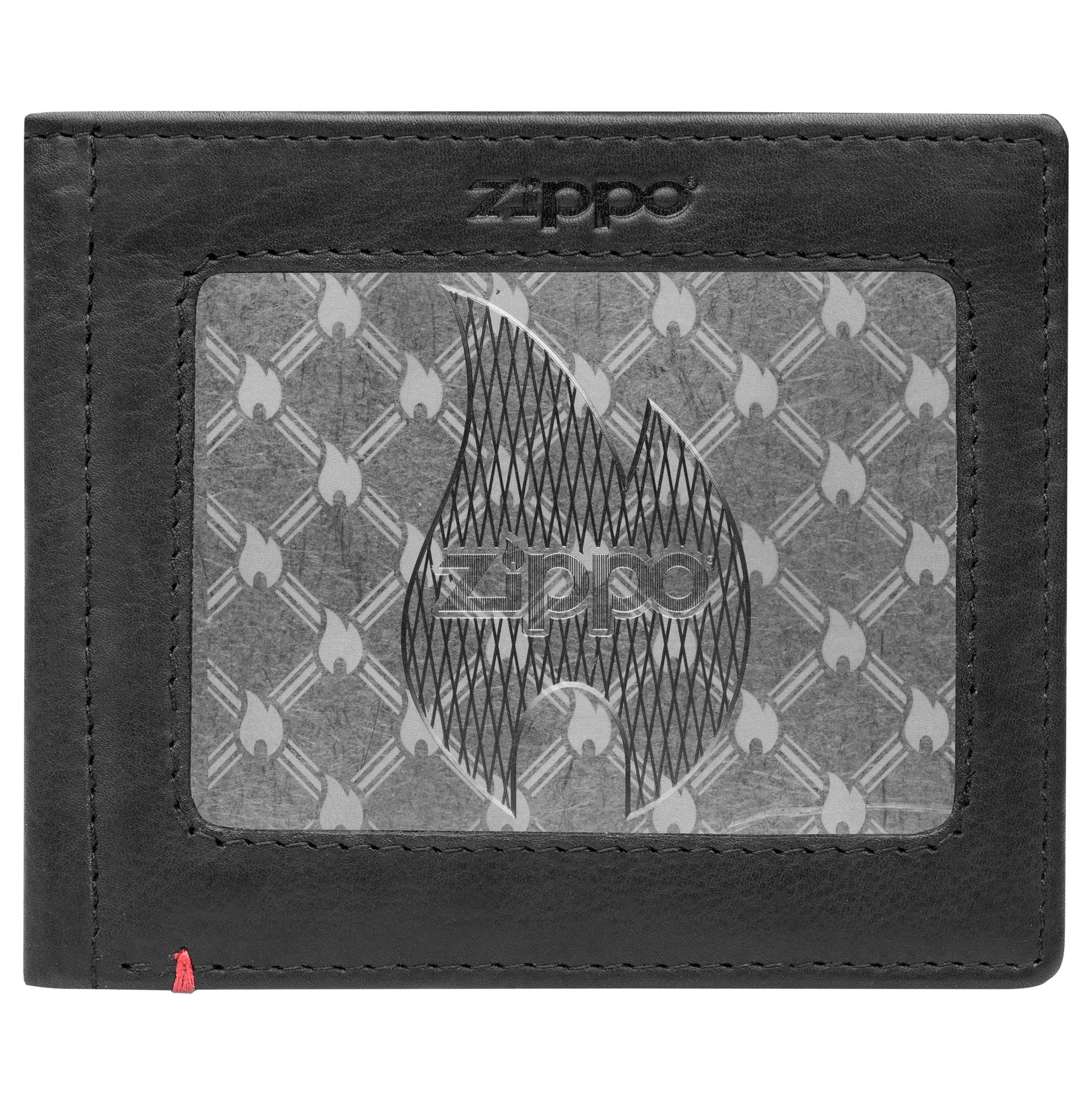 Black Leather Wallet- Zippo Flame Metal Plate Design - Image 20