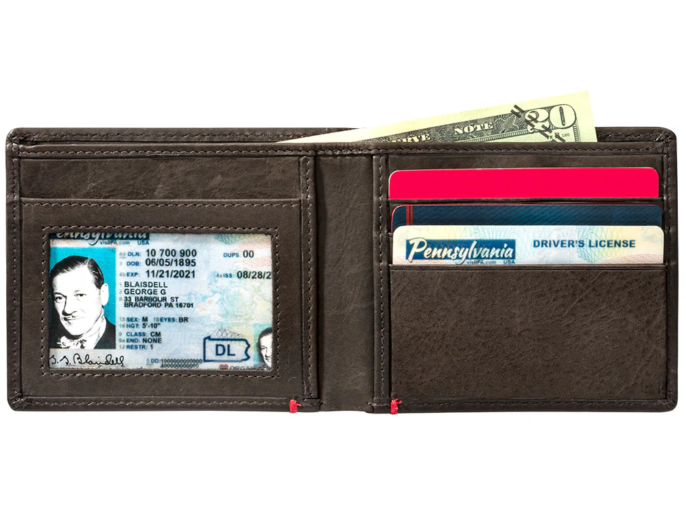 Mocha Leather Wallet- Anchor Metal Plate Design - Image 3