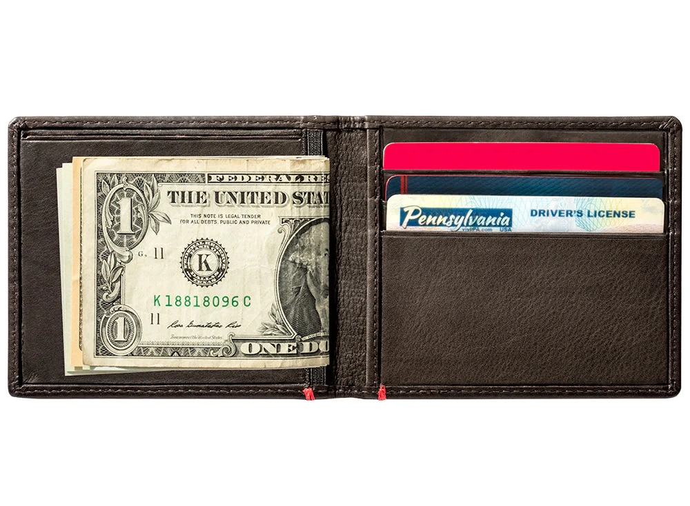 Mocha Leather Wallet- Anchor Metal Plate Design - Image 5