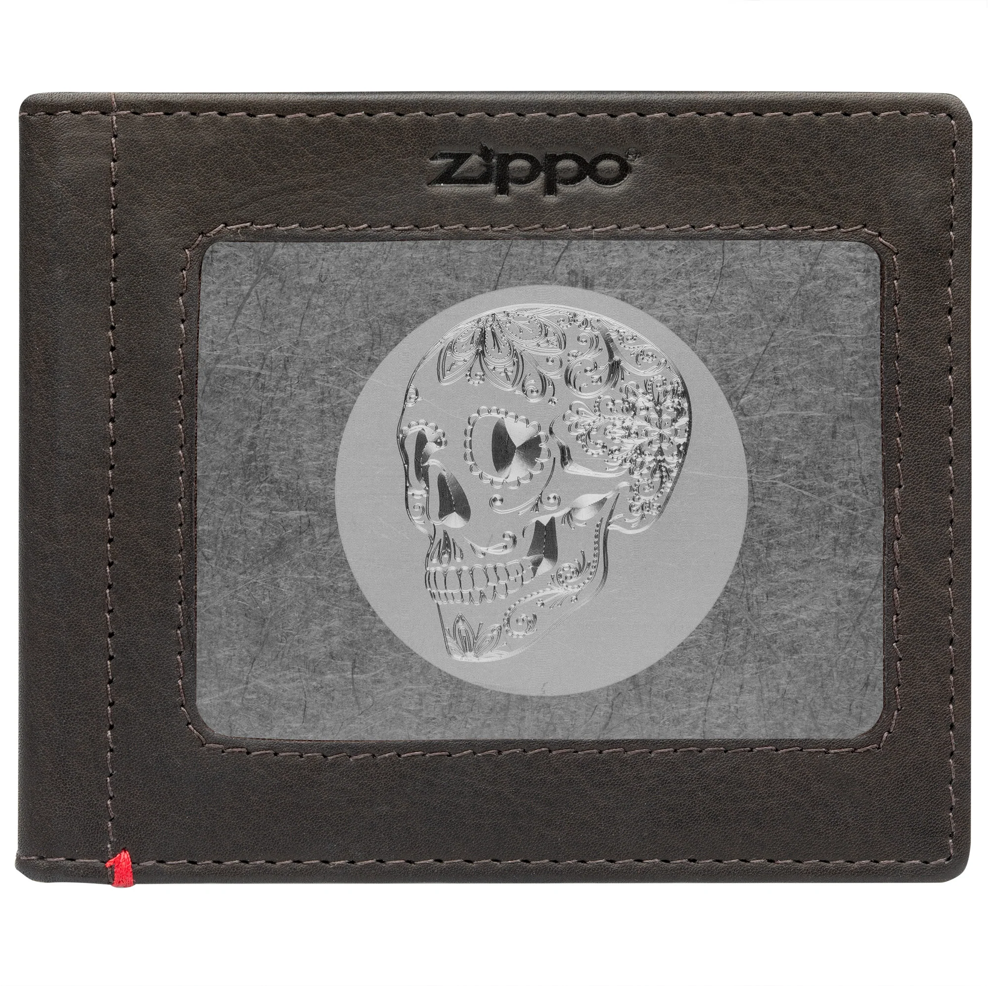 Mocha Leather Wallet- Skull Metal Plate Design - Image 11