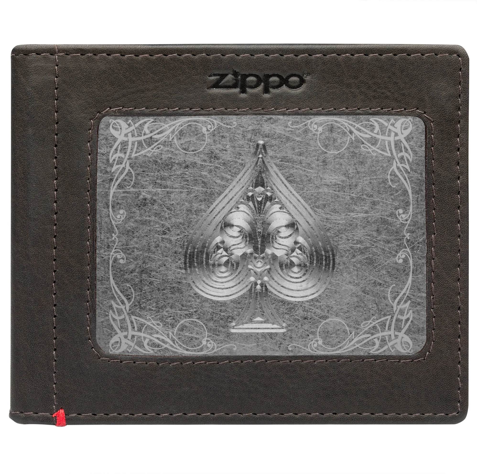 Mocha Leather Wallet- Spade Metal Plate Design - Image 11
