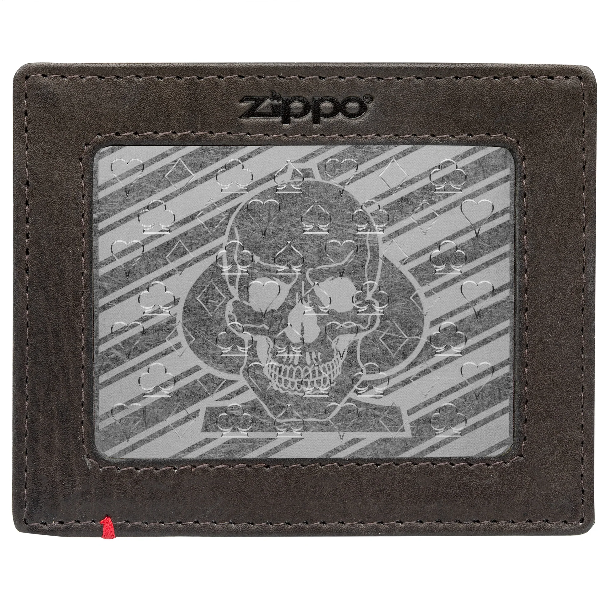 Mocha Leather Wallet- Spade Skull Metal Plate Design - Image 18