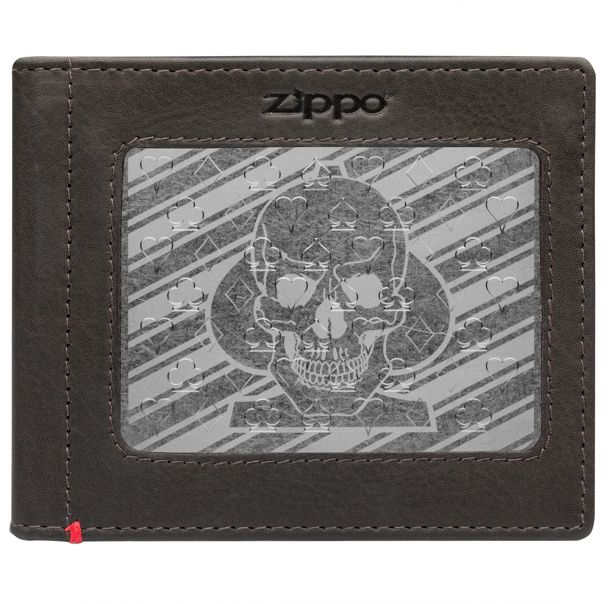 Mocha Leather Wallet- Spade Skull Metal Plate Design - Image 23