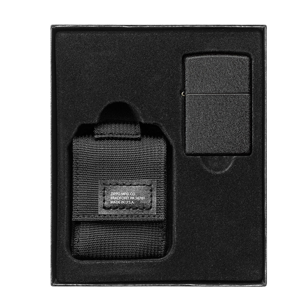 Tactical Pouch and Black Crackle® Windproof Lighter Gift Set - Image 3